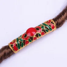 Металлическая трубка кольцо дредлок бусины серебряный стиль цветной рисунок для косичек бусины для волос для дредов Регулируемая коса волос