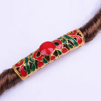 

Metal Tube Ring Dreadlock Beads Silver Style Colored drawing For Braids Hair Beads For Dreadlocks Adjustable Hair Braid