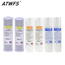 ATWFS Cartuccia del Filtro Dell'acqua 2 pcs 5Micron PPF Cotone + 2 pcs 1Micron PPF Cotone + 2 pcs carbone Attivo Sistema Ad Osmosi Inversa