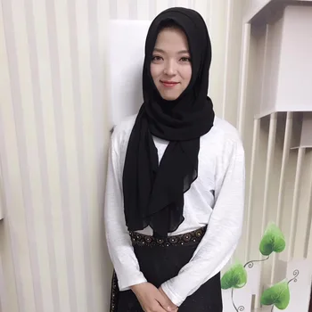 

Muslim headscarf solid color high quality chiffon pullover long scarf female summer scarf Hui head