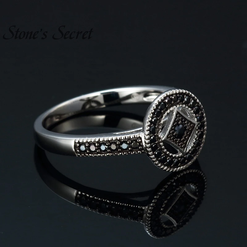Старинные монеты дизайн Черная шпинель кольцо для женщин и мужчин унисекс ювелирные изделия подарок 925 пробы Серебряное кольцо подарок ювелирные украшения