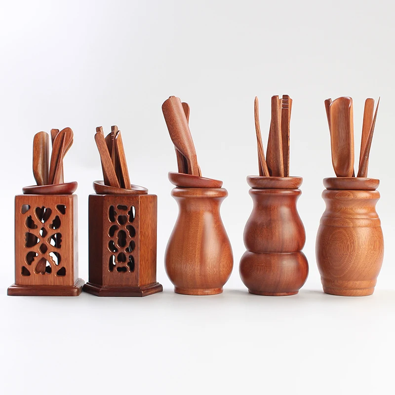 6pcs/set Rosewood Matcha Tea Tools Cutters/scoops/clips/stick/storage