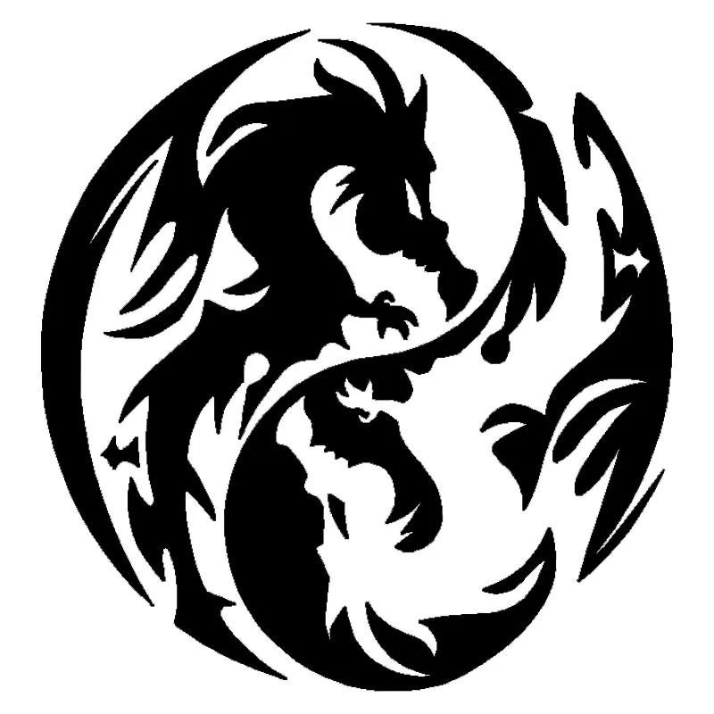 13,4*14,2 см изысканный дракон Инь Ян дизайн декоративные виниловые наклейки для автомобиля Наклейка для автомобиля Стайлинг черный/серебристый C9-1296 - Название цвета: Черный