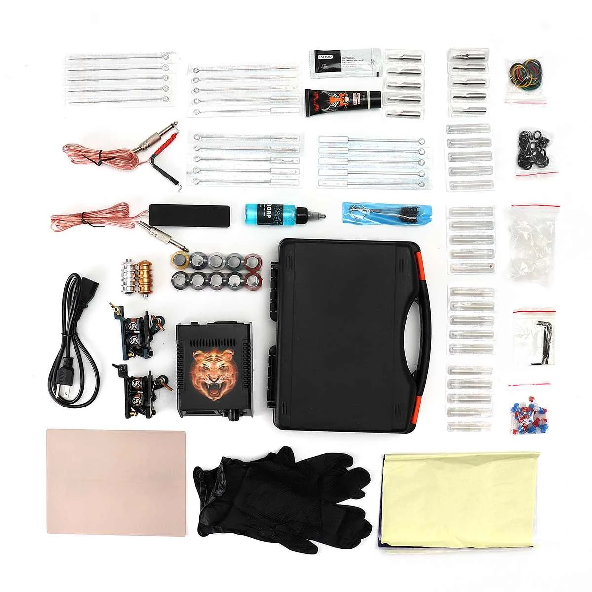 Complete Tattoo Kit 2 Machines Guns Ink Set Power Supply Grips Body Art Tools Set Permanent Makeup Tattoo set