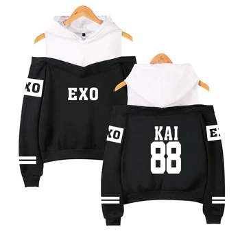 

2019 Hot Sale Kpop EXO LU HAN SE HUN KAI EXO OVERDOSE Hoodies women Harajuku off-shoulder Sweatshirts Casual Girl Sexy Pullovers