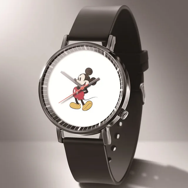 

Luxury brand Mickey Genuine leather ladies clock waterproof quartz women wristwatch child boy clock girl gift