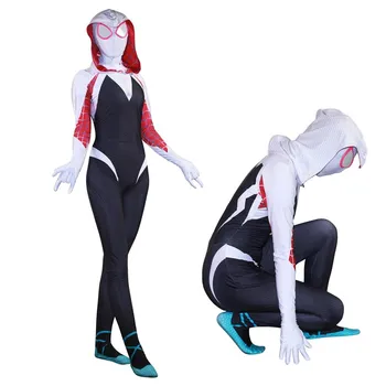 

Marvel Avengers Spider-Man: Into the Spider-Verse Cosplay Costume Gwen Stacy Spiderman Jumpsuit Halloween Costume