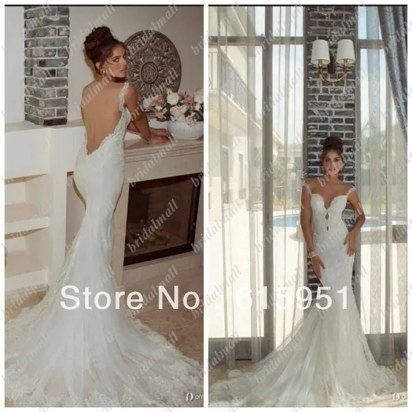 Newest Design 2014 Lace Backless Wedding Dress Spaghetti Strap ...