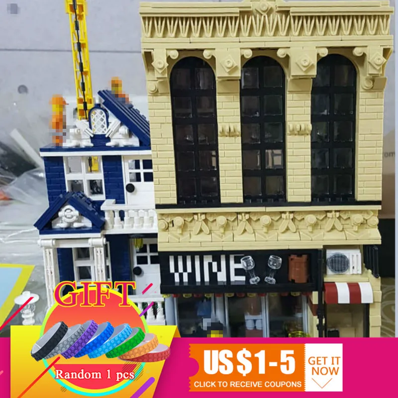 

15035 2841Pcs Genuine Streetsight MOC Series The Bars and Financial Companies Set Building Blocks Bricks Educational Toys Lepin