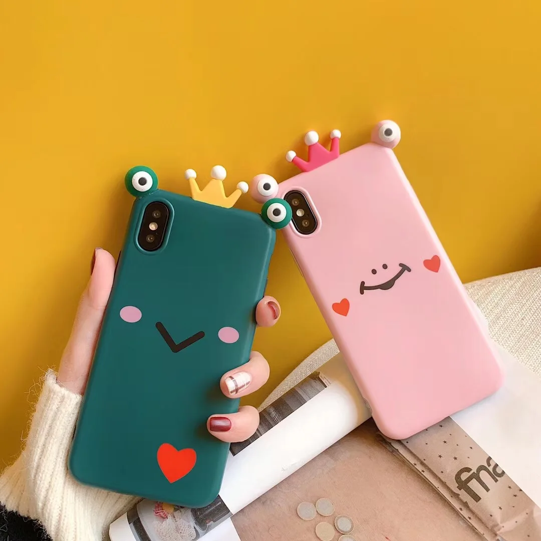 

For IPhone XS MAX XR Cute 3D Frog Prince Phone Case for IPhone 6 6s 7 8 Plus Soft IMD Back Cover Case Alentine's Day Present