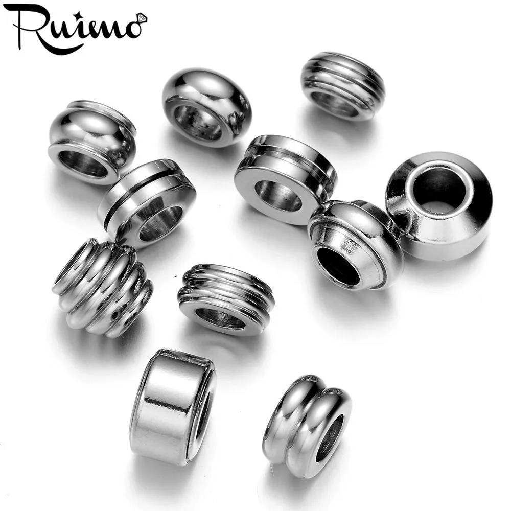 

RUIMO High Polished 316l Stainless Steel Spiral Pattern Stripe Spacer Beads Charms Bracelet Jewelry Making Wholesale