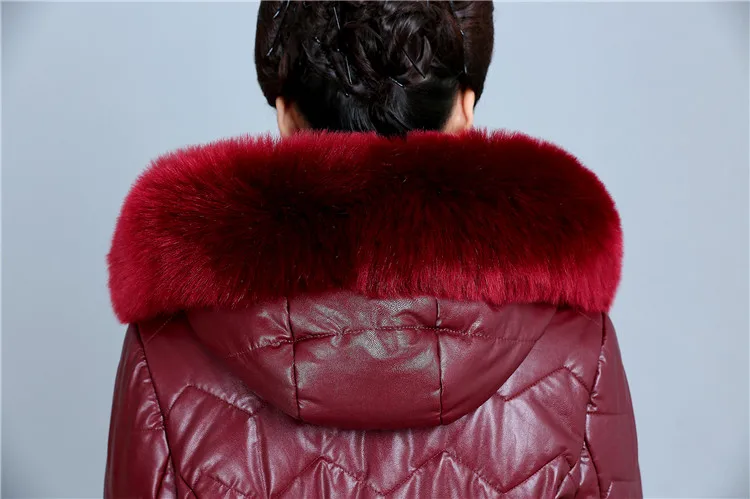 Winter Soft Leather Thicken Warm Jacket Women New PU Parka Large Fur Collar Coats Female Long Parkas Outerwear Large Size 6XL