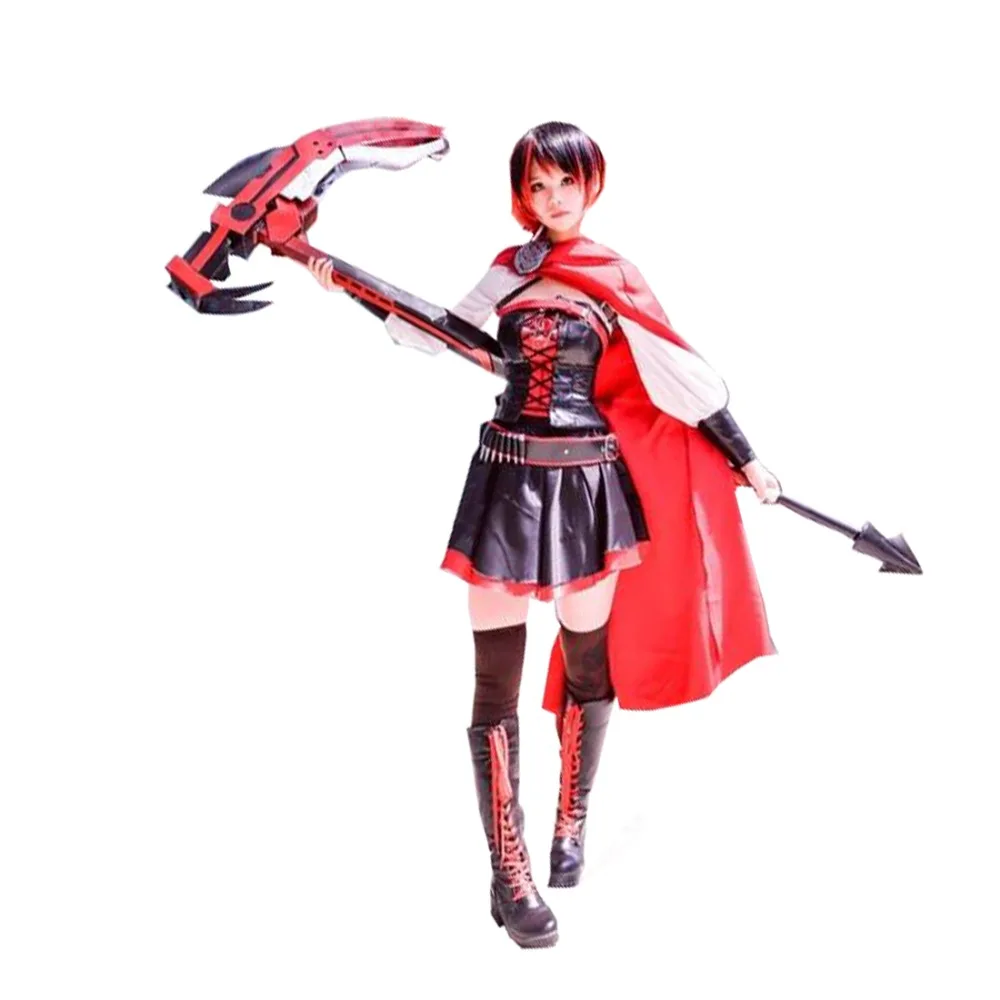 

2017 Anime Ruby Rose Cosplay RWBY Red Dress Cloak Battle Uniform Hollowen Karneval Party Supply Costume