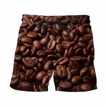 Реалистичные кофейные бобы повседневные шорты Harajuku летние для серфинга шорты унисекс забавная уличная сетка дышащии эластичные для талии шорты