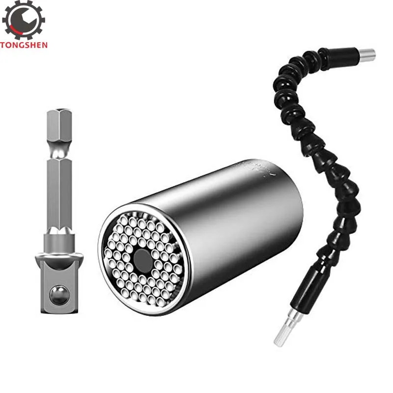 7-19mm Ratchet Universal Socket Wrench Grip Power Drill Adapter Set Repair Tools Flexible Extension Screwdriver Drill Bit H