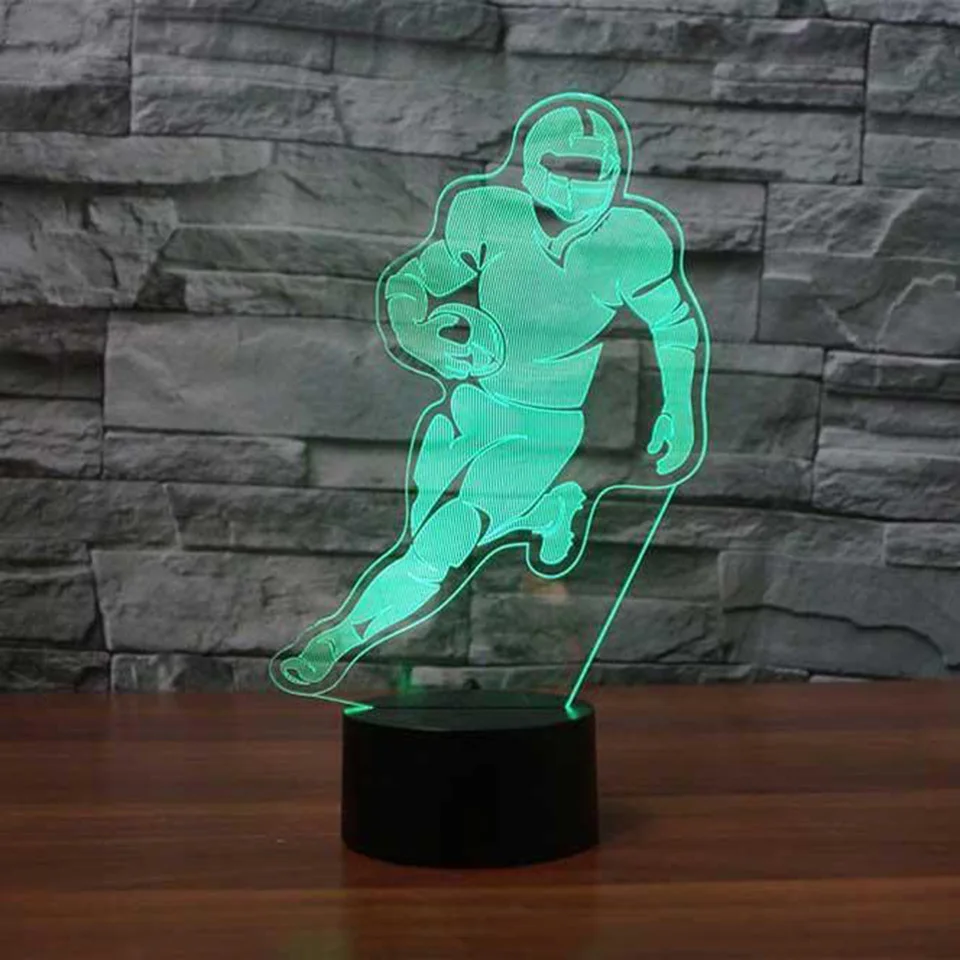 

Baby Sleep Lighting Sports Fans Gifts 3D American Football Player Table Lamp Led Bedroom Home Decor 7 Colorful Rugby Night Light