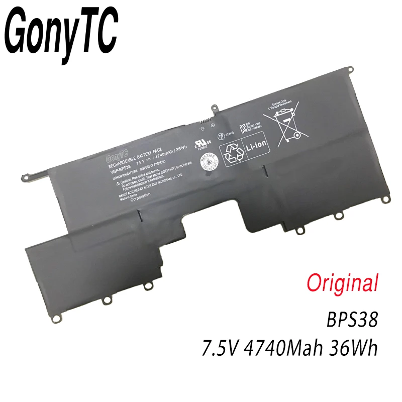 

BPS38 new Original VGP-BPS38 laptop Battery For Sony PRO11 PRO13 P132200C P11226SCBI P13227SC SVP13218SC 7.5V 36wh 4740mAh