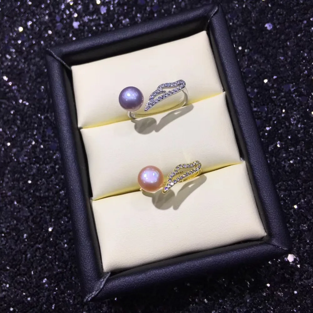 

2 Color Fashion Pearl Ring Mounts, Ring Findings, Adjustable Ring Jewelry Parts Fittings Charm Accessories Silver Jewellery