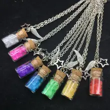 1 компл./лот корковой пробкой морской песок Стекло бутылки желаний флаконы Баночки, ручная работа, сделай сам, ювелирное изделие звезды крыльями ожерелье контейнер diy кулон