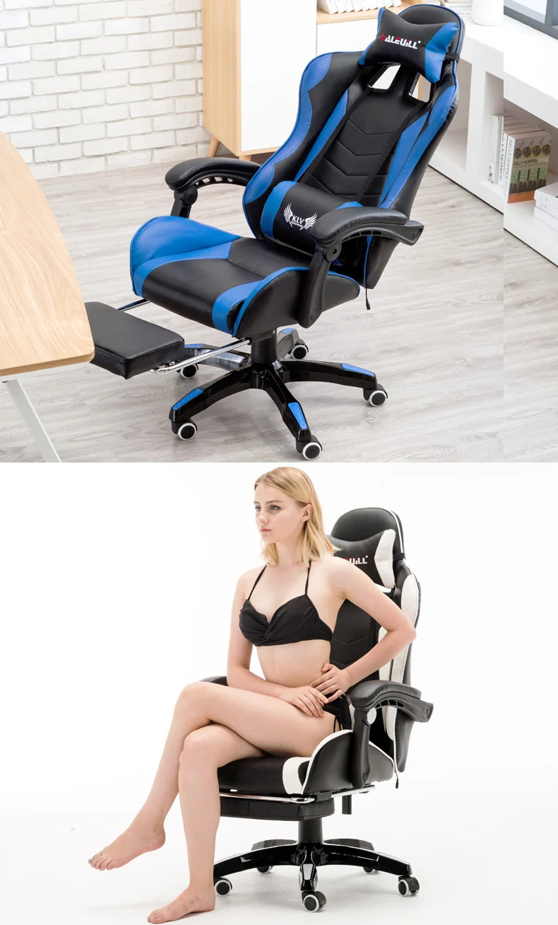 Кожаное домашнее кресло для геймера, офисное кресло для геймера, эргономичное заднее сиденье с поддержкой коленей, компьютерное игровое