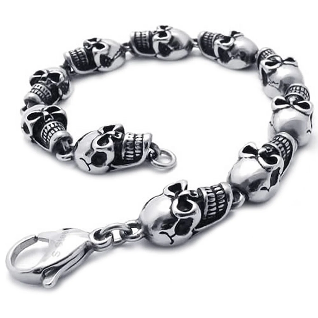 

Jewelry Men's Bracelet Skull Gothic Devil Motard Biker Tribal Stainless Steel Fancy for Men Hand Chain Color Black Silver