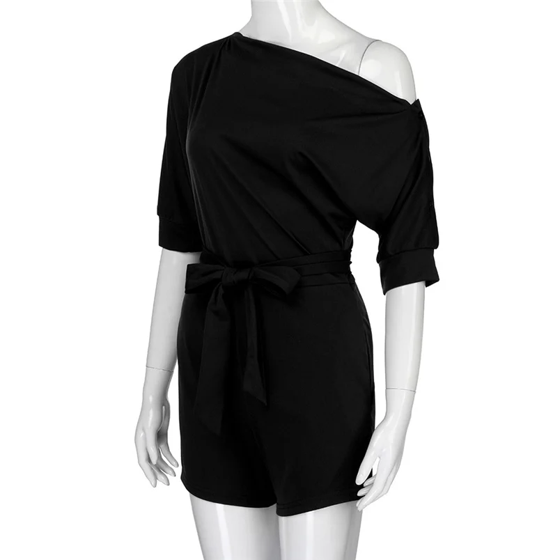 2018 Hot Sale Women's Summer Jumpsuit Sexy Off Shoulder Ruffle Short Romper Fashion Casual Party Jumpsuit  Rompers Holiday #J28 (24)