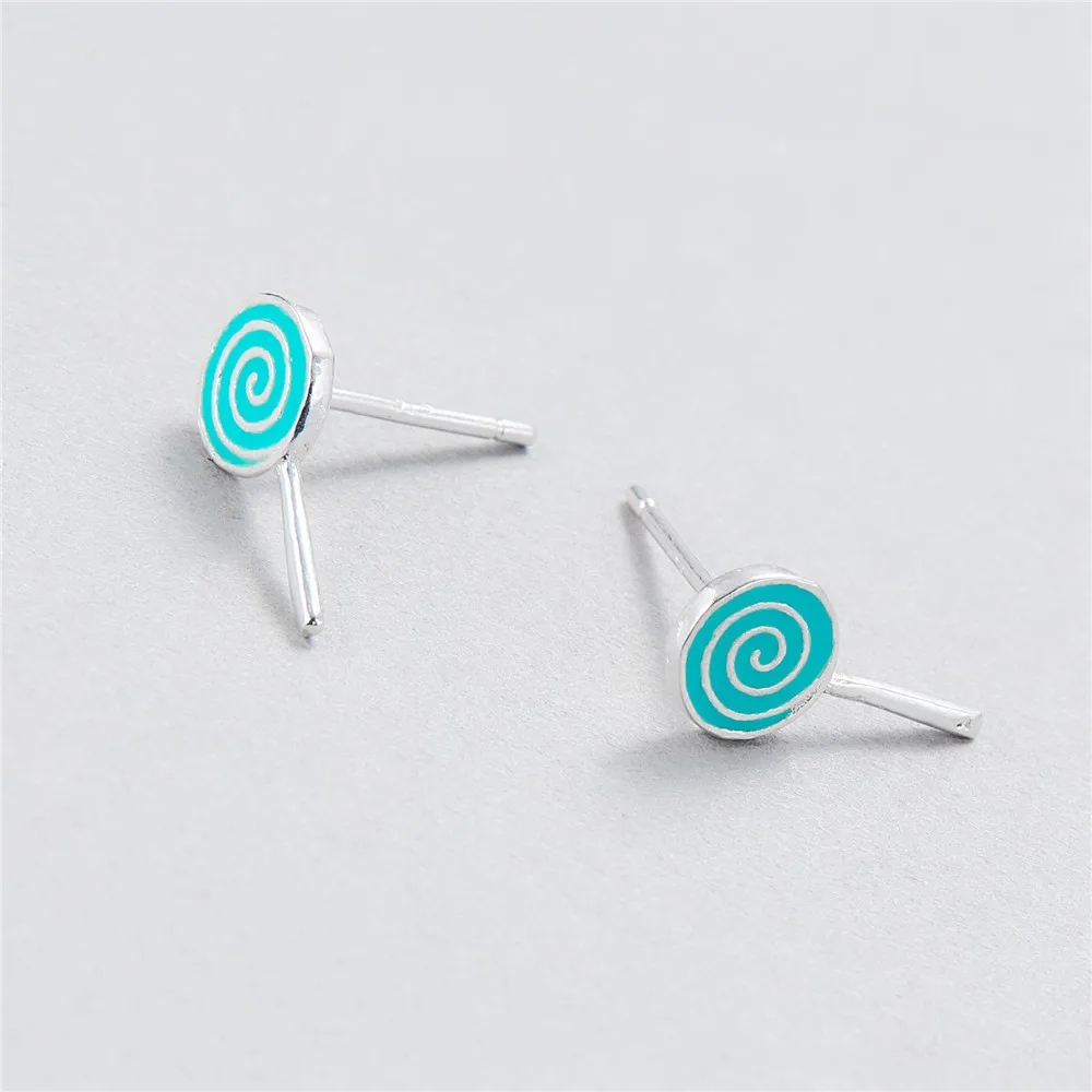 Lollipop Drop glaze 100% 925 Sterling silver Jewelry fashion Hypoallergenic Stud earrings for women gift