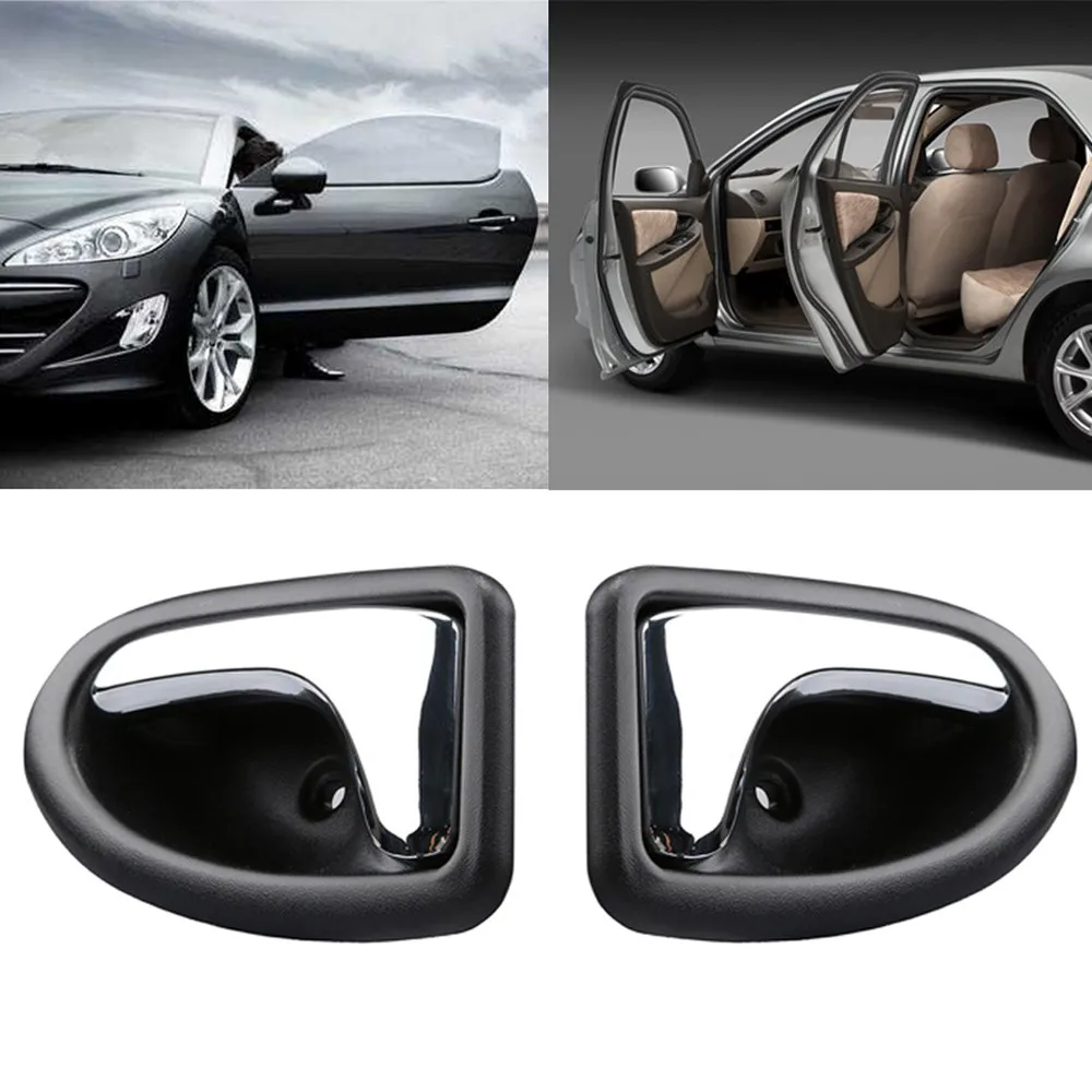 

High quality Black Chrome 1 Pair Left & Right Internal Door Handle For Renault for Clio Megane Scenic Trafic Car accessories