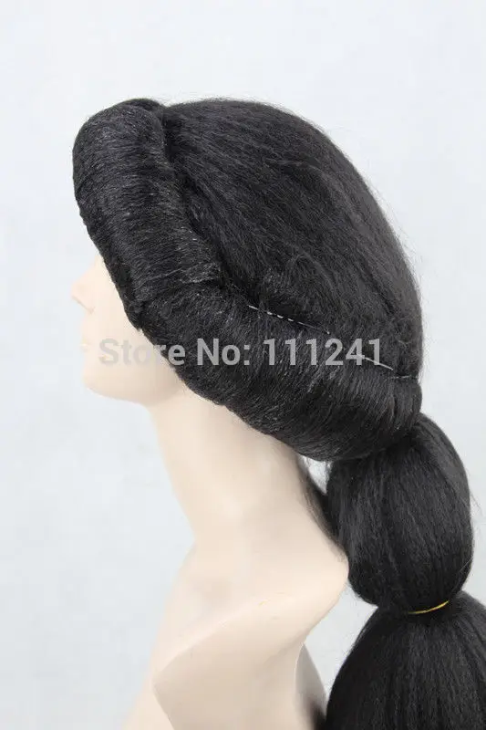 Жасмин 80 см черный длинный стиль коса Пушистые синтетические волосы косплей костюм парик+ Бесплатный парик шапка