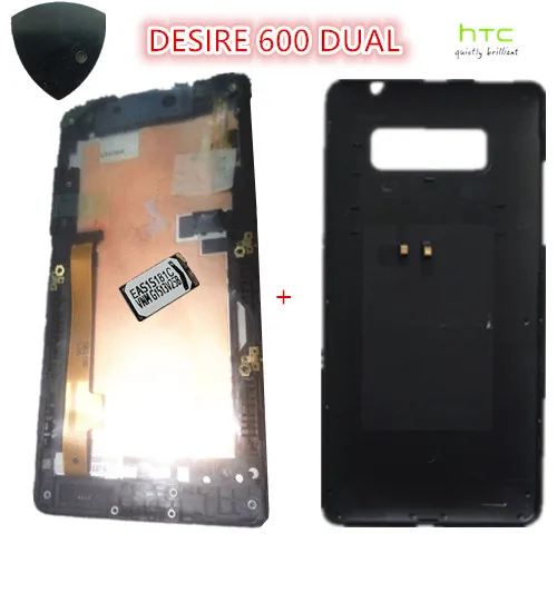 

NEW Original LCD Display& Touch Screen Assembly +Frame +Housing black For HTC Desire 600 606w dual Display Free Shipping