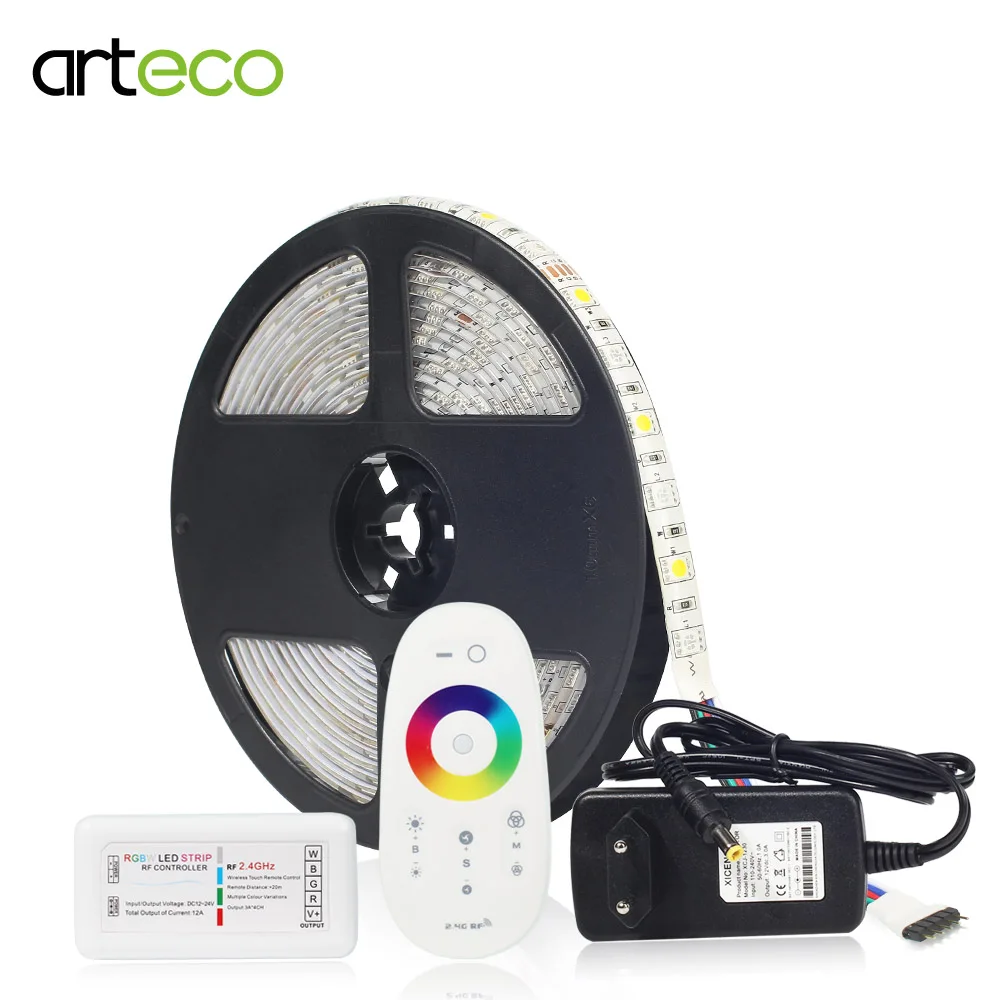 

5M 300LEDs DC 12V 5050 RGBW RGBWW LED Strip Diode Tape Light +2.4G RGBW Led Controller+12V Adapter Full Kit With EU Plug US Plug