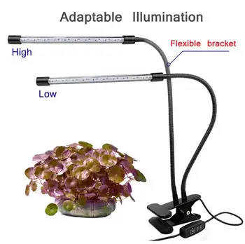 

Dual Head Plant LED Grow Light Bulb Lamp 20W 60 LEDs USB House Indoor Dimmable 3 Timing Modes Function for Plant Growing
