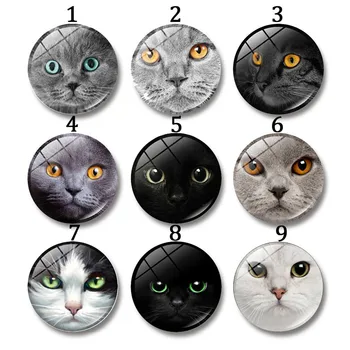 

12-30mm Round Glass Cabochon Personality Cat Face Art Pendant Making Photo Cameo Cabochon Setting Supplies Jewelry Accessories