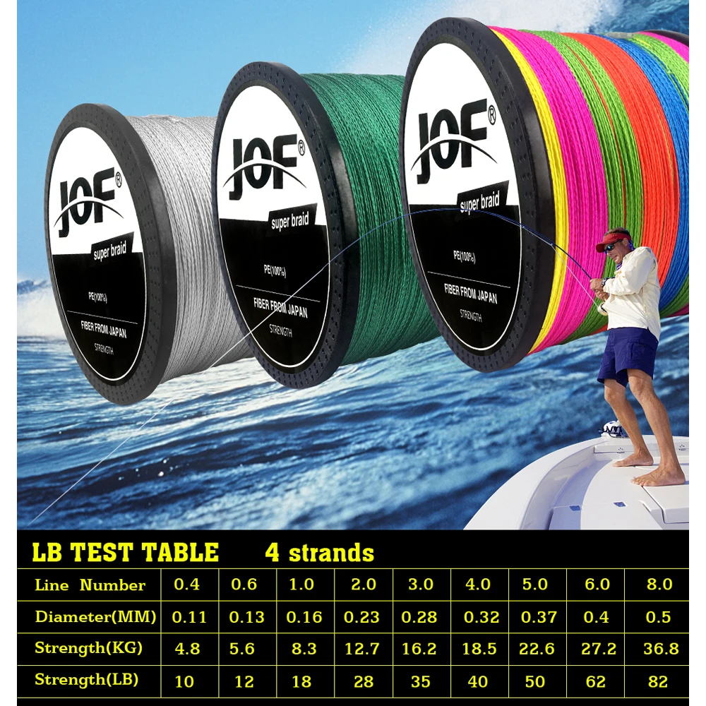 300 M JOF العلامة التجارية اليابان المتعددة الشعيرات 100% صنارة صيد بولي ايثيلين مجدول 10LB إلى 82LB 300 M JOF العلامة التجارية اليابان المتعددة الشعيرات 100% صنارة صيد بولي ايثيلين مجدول 10LB إلى 82LB