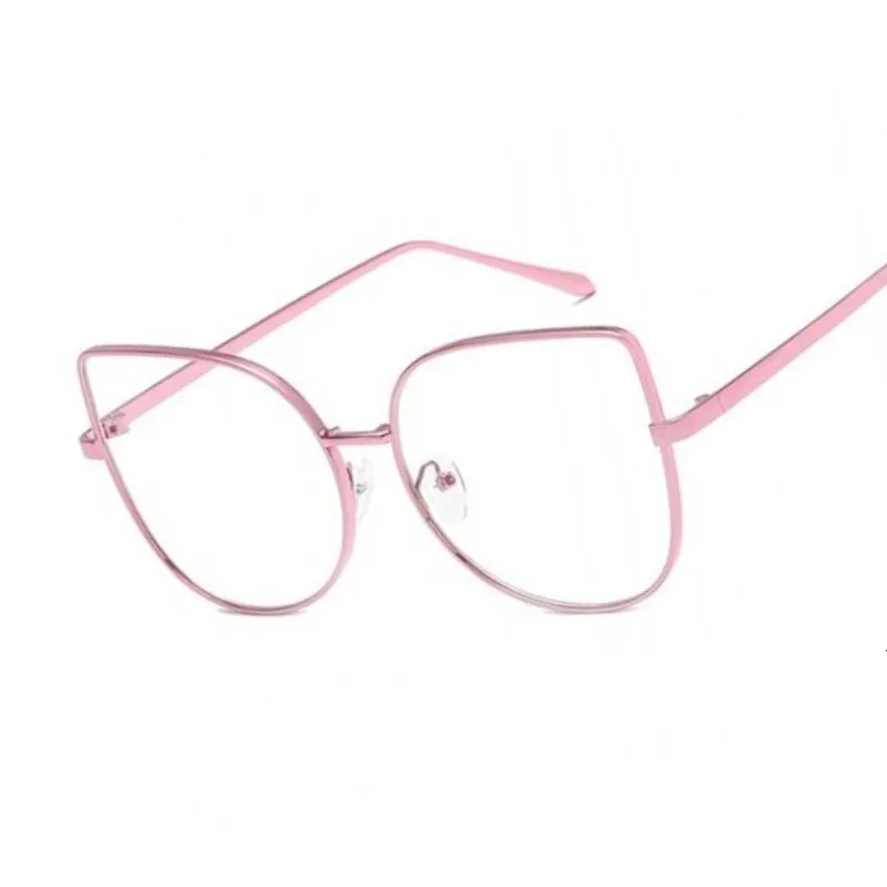 ROSE GOLD Новые оправы для очков кошачий глаз женские фирменные дизайнерские прозрачные линзы, очки с прозрачными очками женские - Цвет оправы: ROSE GOLD