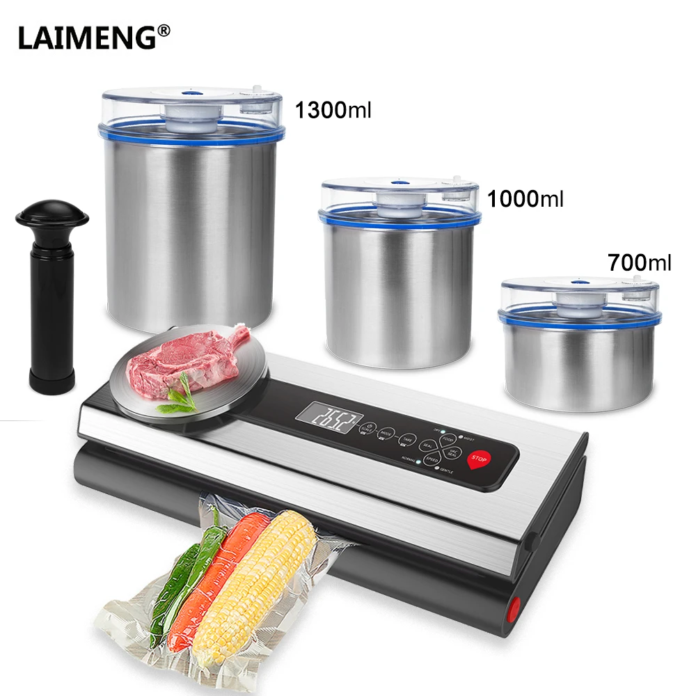 

LAIMENG Vacuum Food Sealer Packer Machine With Food Grade Stainless Steel Container Vacuum Bags Packaging For Packaging S214
