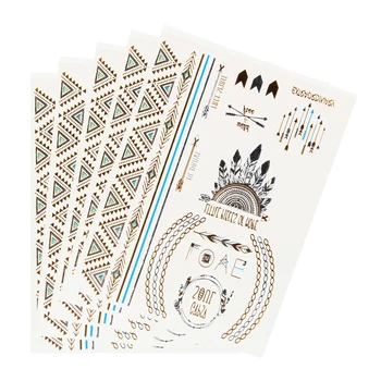 

5 Sheets 02 Tattoo Stickers Waterproof Temporary Disposable Stickers Women Men Metallic Fake Body Art Painting Transfer Stickers