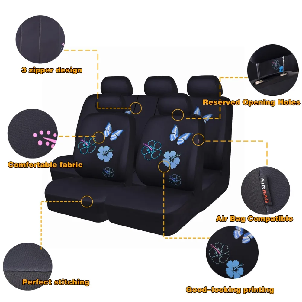 Car-pass Universal Car Seat Covers Butterfly Cover For Cars,Suv Car Interior Accessories