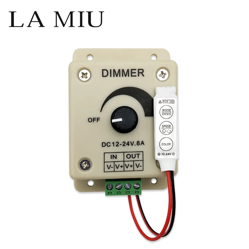 Светодиодный диммер 12-24 В 8A Регулируемая яркость для SMD 5050 2835 Светодиодный диммер Одноцветный светильник контроллер питания