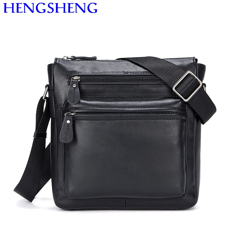 

Hengsheng cheap price cow leather men shoulder bags for fashion business men bags by quality genuine leather messenger bags