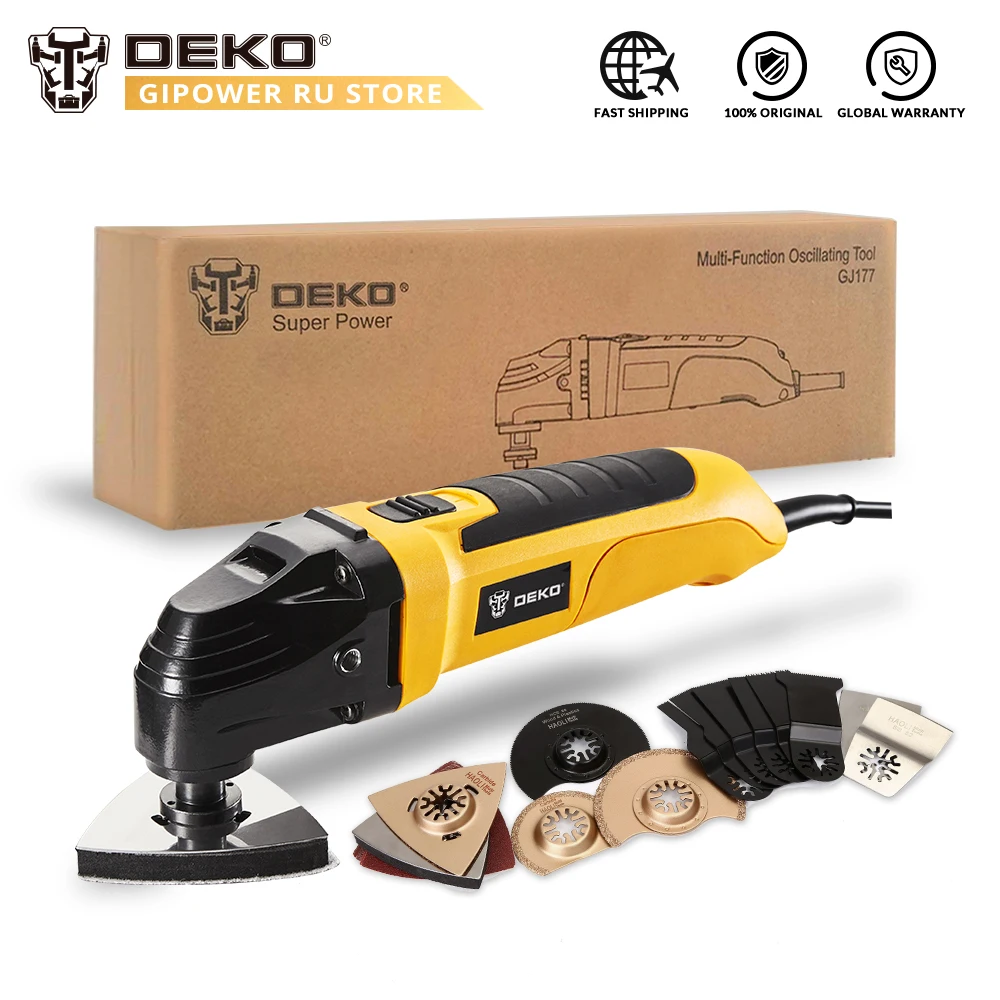 DEKO GJ177 220V Variable Speed Electric Multifunction Oscillating Tool Power Multi-Tool Electric Trimmer with Saw Accessories