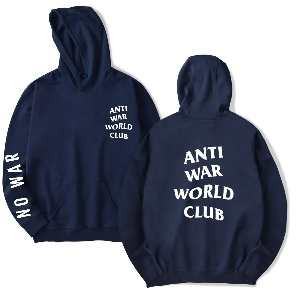 Толстовка LUCKYFRIDAYF с надписью Anti War World Club худи новый дизайн Повседневная в стиле