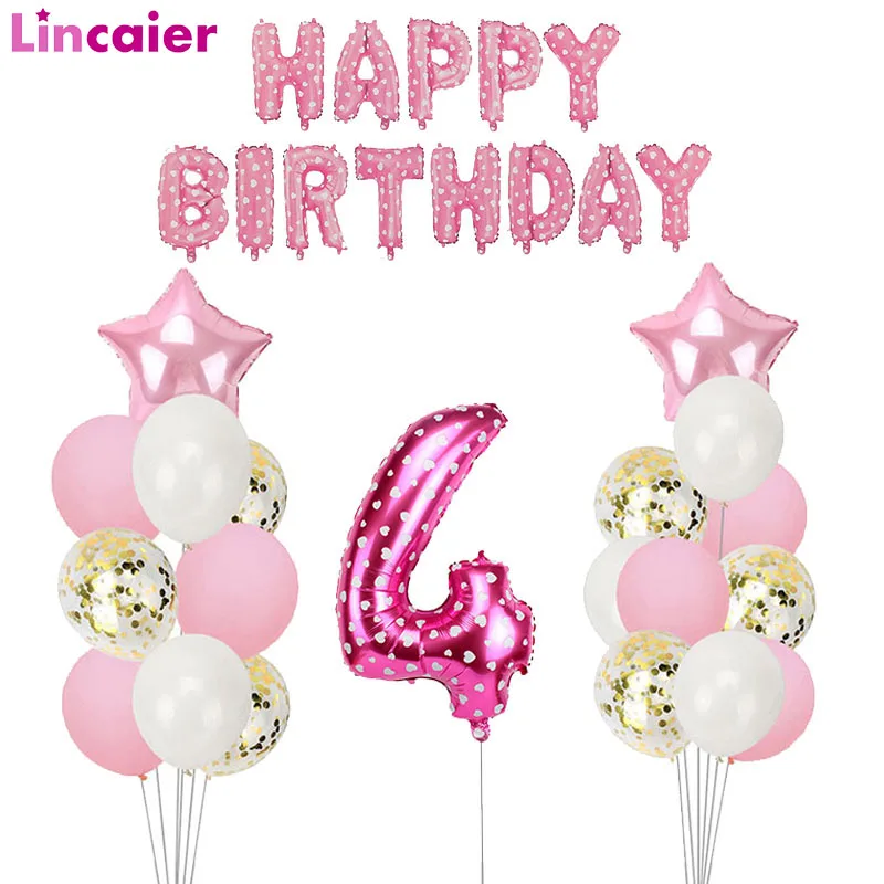 

Lincaier I Am Four Kraft Paper Banner 4 Years Birthday Boy Girl 4th Party Decorations Fourth Bunting Garland Pink Blue Balloons