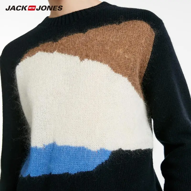 JackJones, зимний шерстяной мужской трендовый свитер с круглым вырезом и длинным рукавом, тканый пуловер, шерстяной мужской свитер 218424522