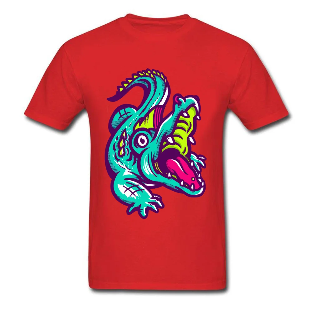 Neon Croc 100% Cotton Man Short Sleeve Tops Shirt Europe Father Day T-Shirt Fashionable Tees Discount Crewneck Neon Croc red