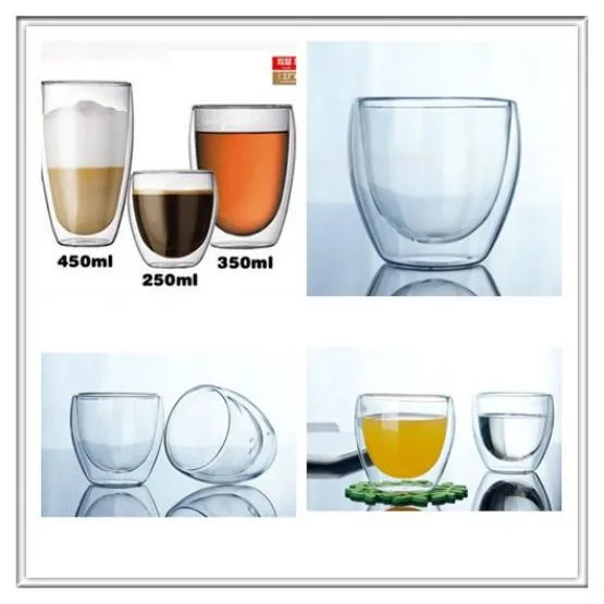 

150/250/350/450ML Double Wall Glass High Borosilicate Double Layer Glass Home Coffee Tea Milk Cup Without Cover
