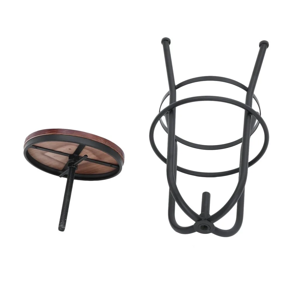 Adjustable Height Metal Vintage Bar Stool Wood Top Industrial Seat Kitchen Dining Chair Pipe Style Bar Stools Home Furniture