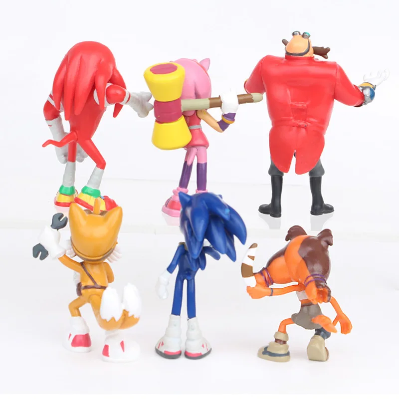 6 шт./компл. Sonic зубная щётка бум Редкие Dr Роботник тени ПВХ игрушки Фигурки Куклы Sonic зубная щётка тени хвосты персонажей рисунок игрушки размером 7 см для мальчиков