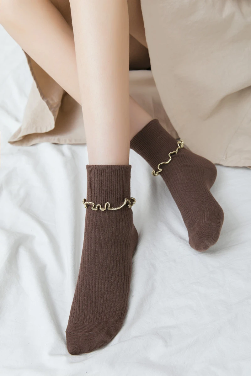 [EIOISAPRA] осенне-зимние женские ажурные носки до щиколотки однотонные хлопковые длинные однотонные свободные короткие носки для леди Sox