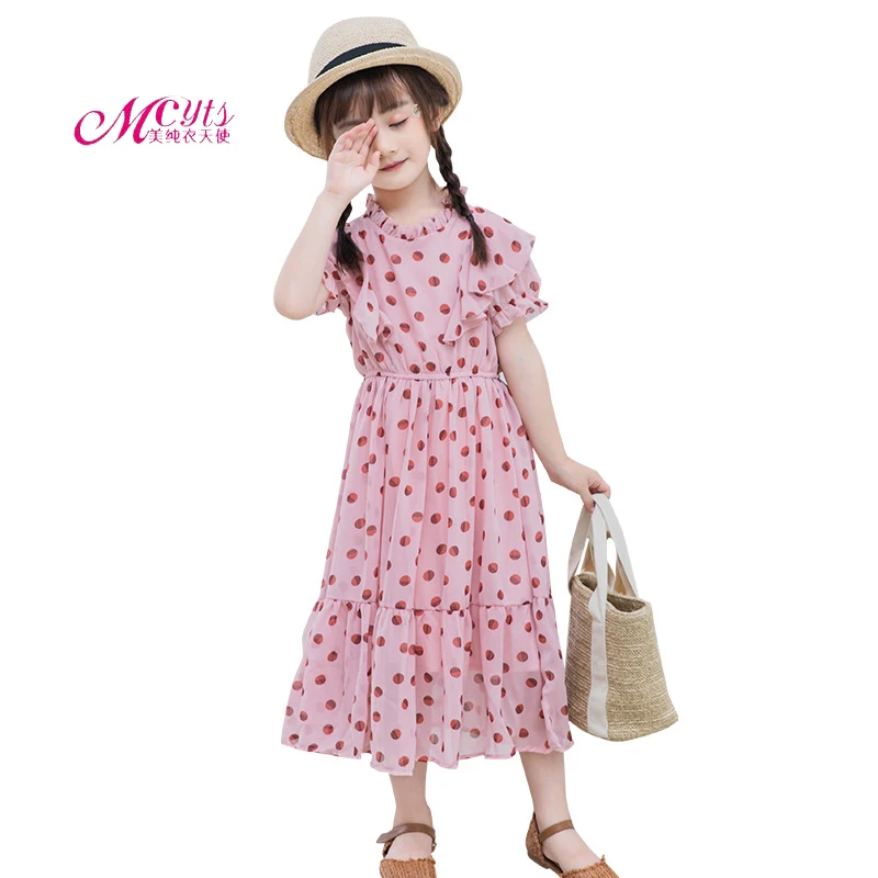 

Girls Dress 2019 Summer Children Clothing Fashion Dot Chiffon Kids Party Princess Dresses For Girls Clothes 4 6 8 10 12 13 Years